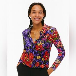 Desigual Bertha Devore burnout velvet floral button up top size small sheer